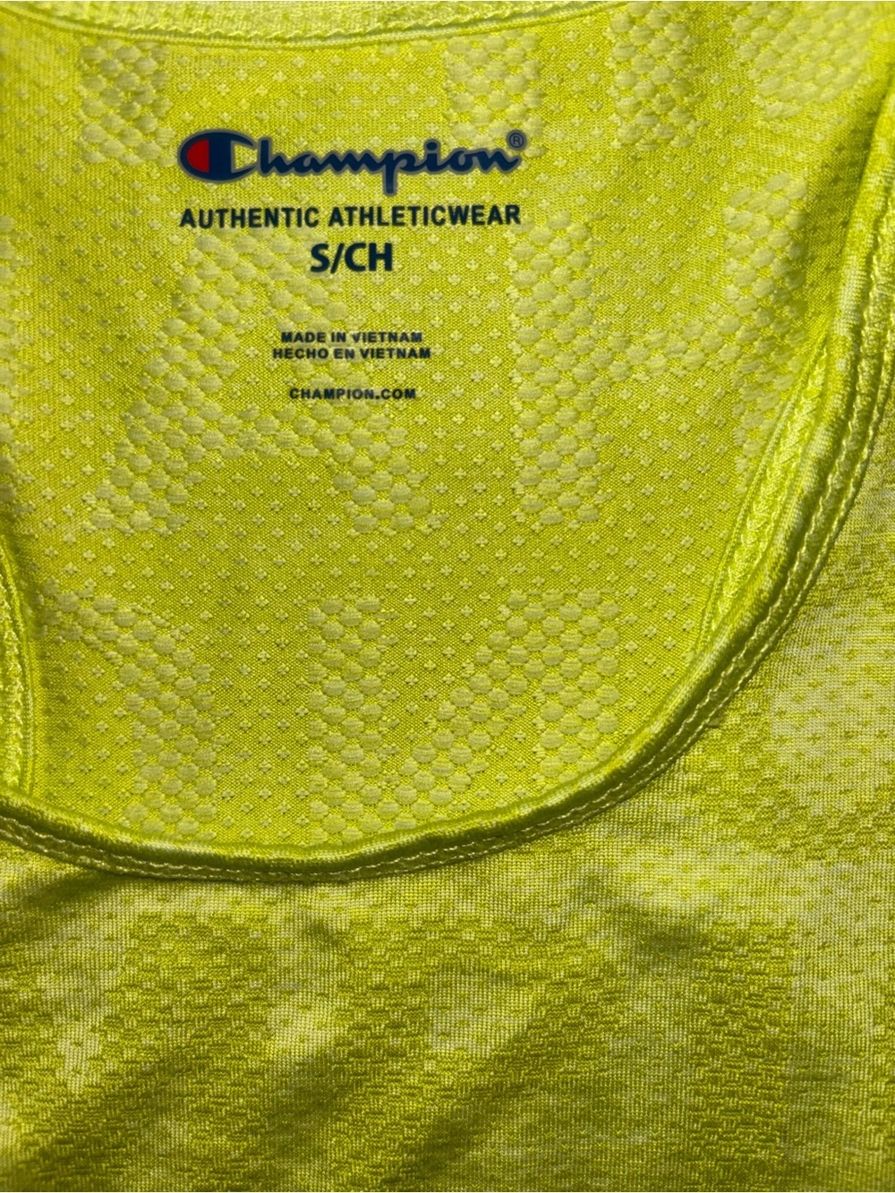 Champion Neon Yellow Racerback Workout Tank Top Size Small - Picture 3 of 4